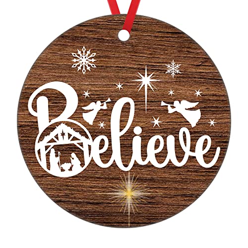 Christian Christmas Ornament Nativity Scene Ornament for Christmas Tree Decorations Joy Nativity Ornament Religious Christmas Ornaments Merry Christmas Ornament 2023 Jesus Birth Ornament