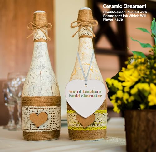 Weird Teachers Build Character-Rainbow Teacher Appreciation Gifts-Thank You Present,Appreciation Week for-Heart Shaped Ornament