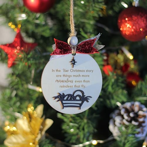 True Christmas Story Ornament, Christmas Ornament, Wood Christmas Ornament, Nativity Christ Ornament (T-A-O3)