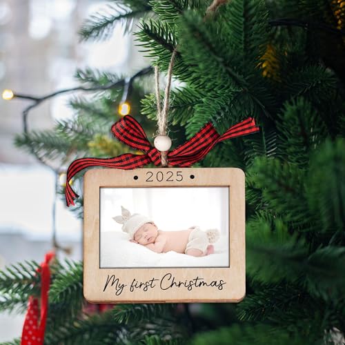 Babys First Christmas Ornament 2025, Baby First Christmas Picture Frame Ornament, 2x3 Picture Frame Wooden Ornament, Babys First Christmas Ornament 2025 Girl, Boy, My First Christmas Ornament 2025