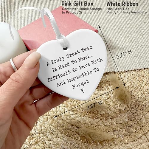 Co-Worker Colleague Promotion New Job Gift-Goodbye Leaving Away Gift-Retirement Present-A Truly Great Team Is Hard To Find-Ceramic Heart Shaped Ornament Keepsake Decor Present-Double-Sided Printing