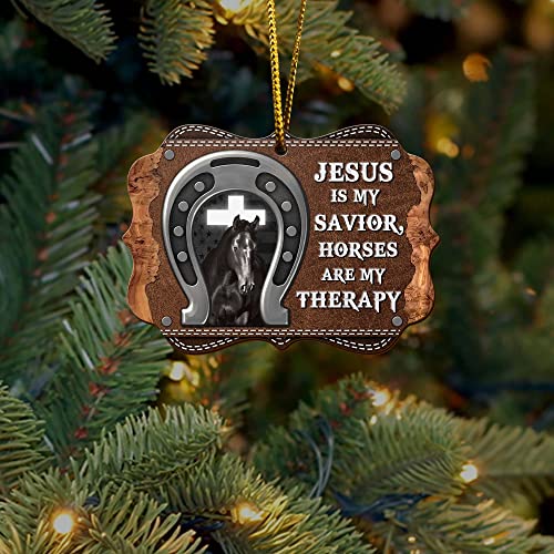 Vibepy All-Over Horse Print Girl Ornament, Christmas Tree Decorp, 3.5" Wood 2-Sided Gift for Her & Horse Lovers