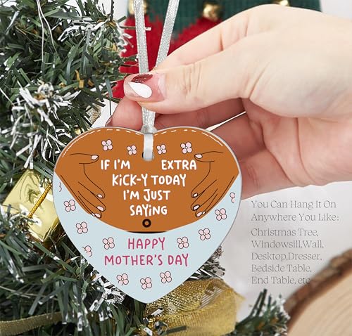 2025 for Pregnant Women,Bump Talks to Mom,New Mum Present-Mother to Be-First Time Mom-Newborn,New Baby-Pregnancy Announcement Gift,Ceramic Heart Ornament,Double-Sided Printing