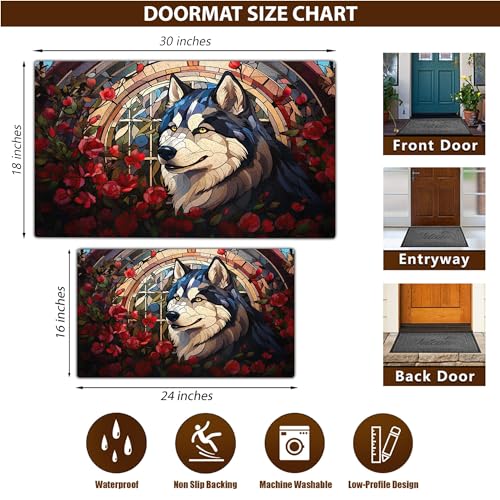 All Over Printed, Husky Doormat, Husky Christmas Doormat, 24x16 inches, 30x18 inches Doormat, Gift for Husky Lover, Home Decorations (RBRGUS-EPHG-53157006)