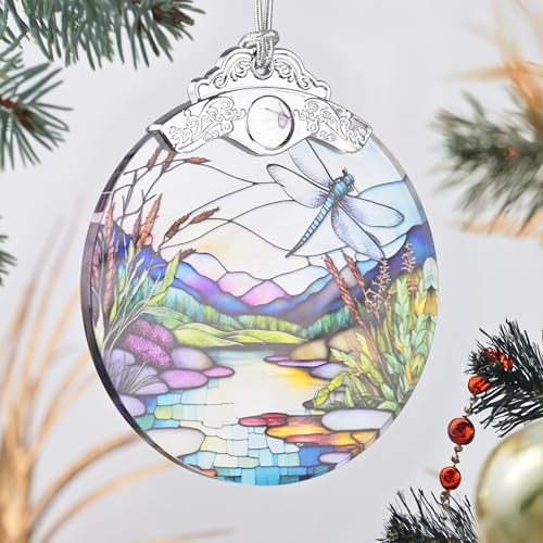 Dragonfly Stained Glass Ornament - Christmas Tree Decor, Gift Exchange Idea