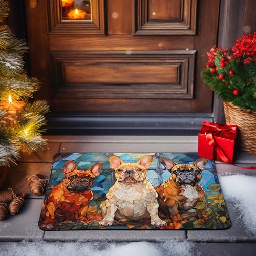 All Over Printed, French Bulldog Doormat, Doormat with French Bulldog Pattern, 24x16 inches, 30x18 inches Doormat, Home Decor Outdoor, Gift for French Bulldog Lover (RBRGUS-EPHG-53029008)