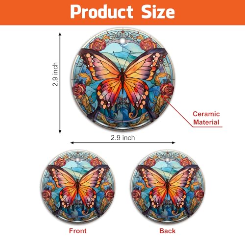 2D Flat All Over Printed, Butterfly Ornaments, Buttefly Ceramic Ornaments, Butterfly Christmas Ornaments, 2 Sides 2.9" Ceramic Ornaments, Butterfly Christmas Decor (EPHG-52541007)
