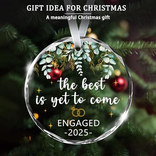 Wedding Gifts Engagement Gifts for Couples 2025 First Christmas Engaged Ornament 2025 Just Engaged Bachelorette Gift Happy Engagement Gift for Newly Engageds Couples Bride to be Her Women Fiance(6)