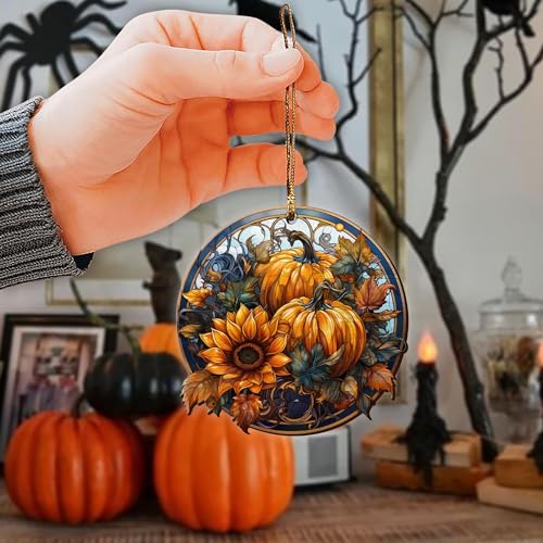 2D Flat All Over Printed, Fall Ornaments, Pumpkin Ornaments, 2 Sides 3.5" Wood Ornament, Fall Home Autumn Decor, Gift for Thanksgiving (EPHG-52035011)