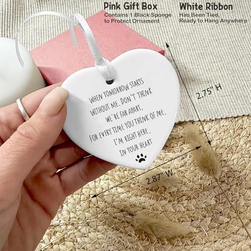 Condolence Pet Loss Memorial Gift - When Tomorrow Starts Without Me - Ceramic Heart Ornament Keepsake Sign Plaque Decor - Double-Sided Printing
