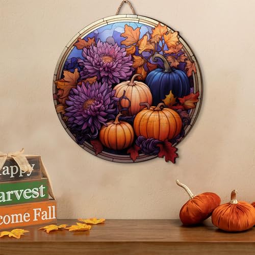 2D Flat All Over Printed, Pumpkin Wooden Sign, Fall Sign, Autumn Sign, Pumpkin Sign For Fall Decor, 8",12",18" Wood Sign, Autumn Decor, Fall Decorations (CSWS-EPHG-51951006)