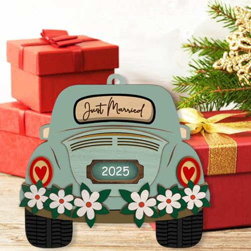 Wedding Gifts for Couples 2025, Just Married Decorations - Bridal Shower Gifts for Bride, Newly Wed Gift Ideas - First Christmas Married Ornament 2025