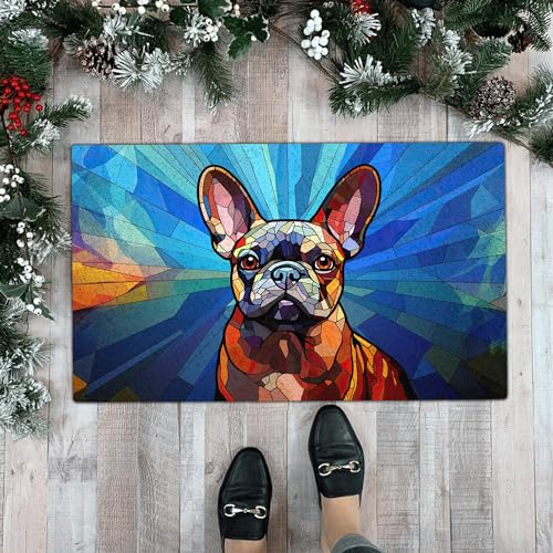 All Over Printed, French Bulldog Doormat, Doormat with French Bulldog Pattern, 24x16 inches, 30x18 inches Doormat, Home Decor Outdoor, Gift for French Bulldog Lover (RBRGUS-EPHG-53029001)