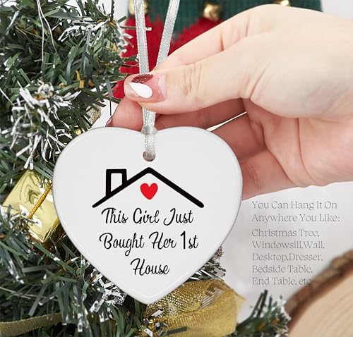 This Girl Just Bought Her 1st House - Congrats Realtor to Homeowner - Happy New Home - First Time House Gift - Housewarming Presents - Heart Shaped Ornament With Gift Box