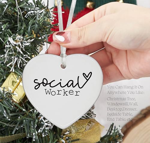 Social Worker Definition Gifts,Funny Social Work Month Gift,Birthday Retirement Christma Appreciation Gifts Ideas for Social Worker Boss Coworker Teacher Office-Heart Shaped Ornament with Gift Box