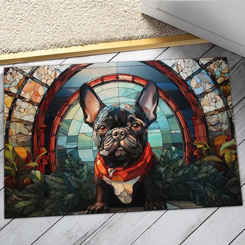 All Over Printed, French Bulldog Doormat, Doormat with French Bulldog Pattern, 24x16 inches, 30x18 inches Doormat, Home Decor Outdoor, Gift for French Bulldog Lover (RBRGUS-EPHG-53029004)