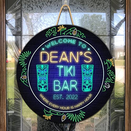 All Over Printed No Real Led Neon Tiki Bar Signs, Gettin' Freaky At The Tiki Signs, 12",18" Tiki Bar Signs, Tiki Louge, Tiki Huts, Tiki Bar, Welcome Sign, Door Signs, Bar Signs, Tiki Signs (WCS-ENNG-35068001)