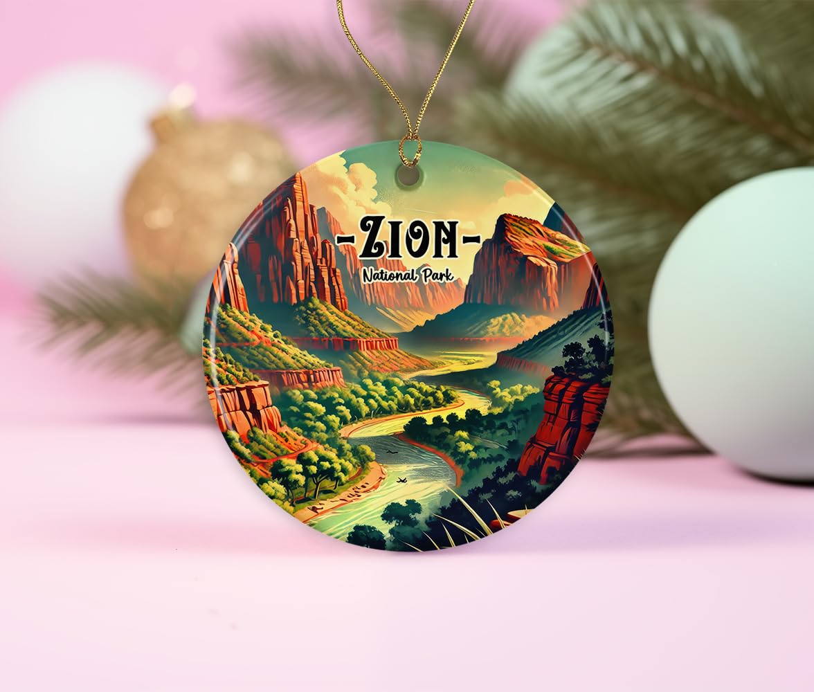 Zion Keepsake - National Park Ornament - Utah Vacation Ceramic Ornament - Zion Travel Ornament - Zion Memorable Ornament Printed on Both Sides