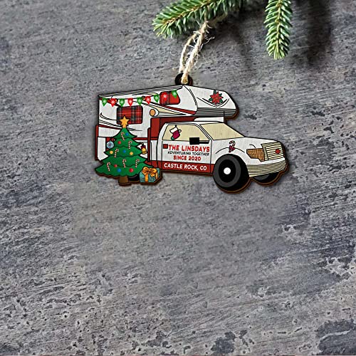 All Over Printed, Camping Ornaments, Campsite Camper Ornament, Christmas Tree Ornaments, 3.5" Wood Ornament 2 Sided, Gift for Family, Friend