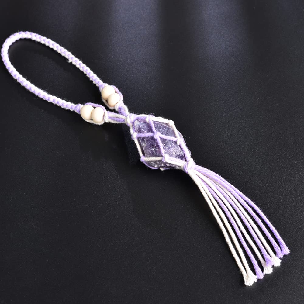 Healing Crystals Feng Shui Hanging Ornament Car Ornament Meditation Hanging Ornament Window Ornament for Home Decor (1 Piece Amethyst)