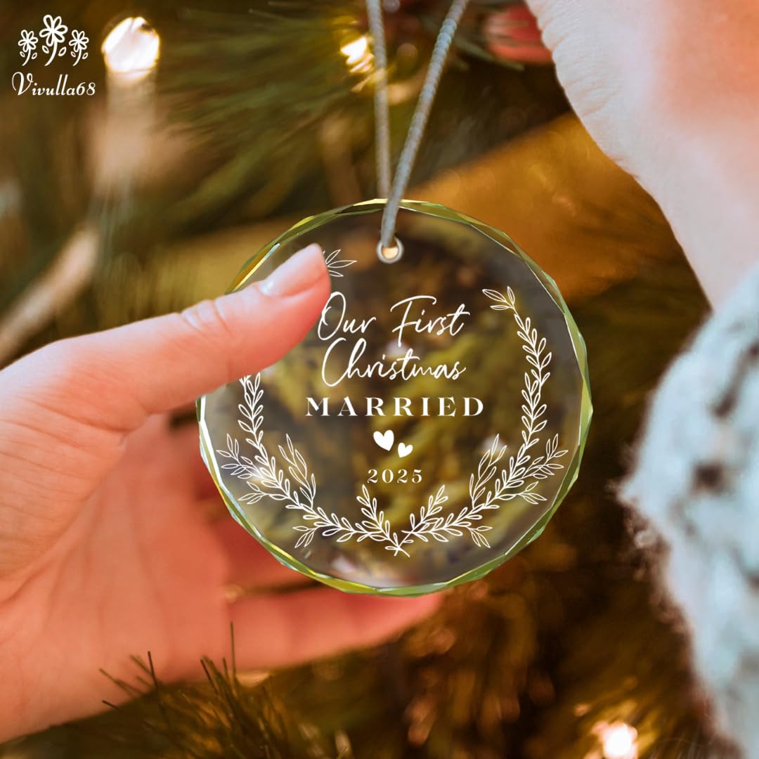 Engagement Gifts for Couples, Our First Christmas Married Ornament 2025, First Christmas Married Ornament, 1st Xmars As Mr and Mrs, Newlywed Gifts for Couples 2025, Bridal Shower Wedding Gift