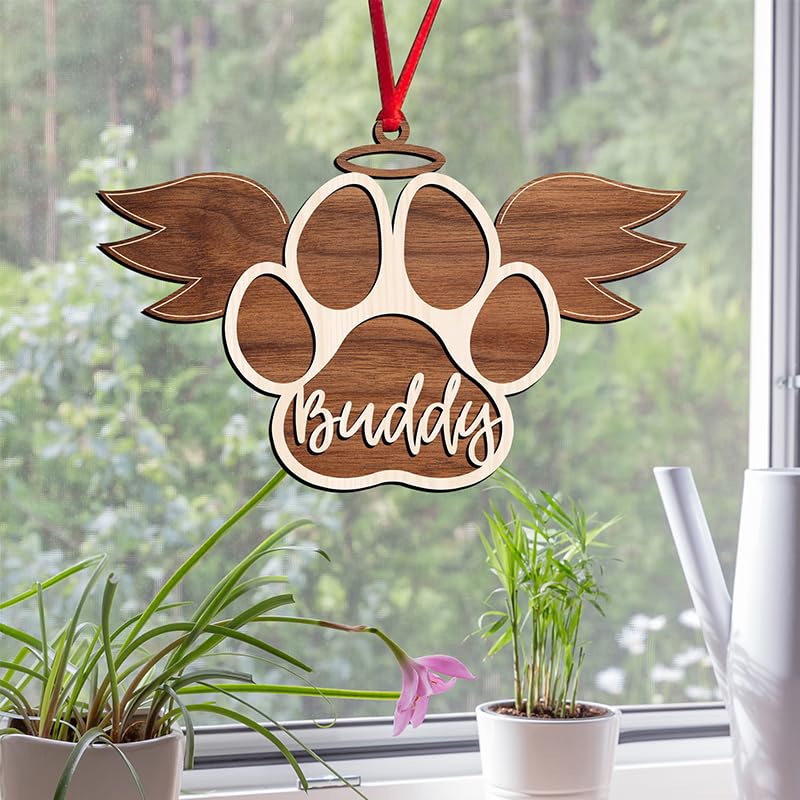 Pet Memorial Ornament, Pet paw Ornament, Paw with Wings Christmas Ornament, Shiplap Paw Ornament, Pet Angel Paw Ornament, Dog Memorial Ornament, Pet Loss Gifts, Cat Dog Loss Sympathy Gift pet/9