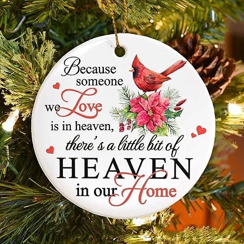 Keepsake Christmas Cardinal Ornament 2024, Christmas in Heaven Ornament, Memorial Keepsake Ceramic Ornament, Remembrance Gifts