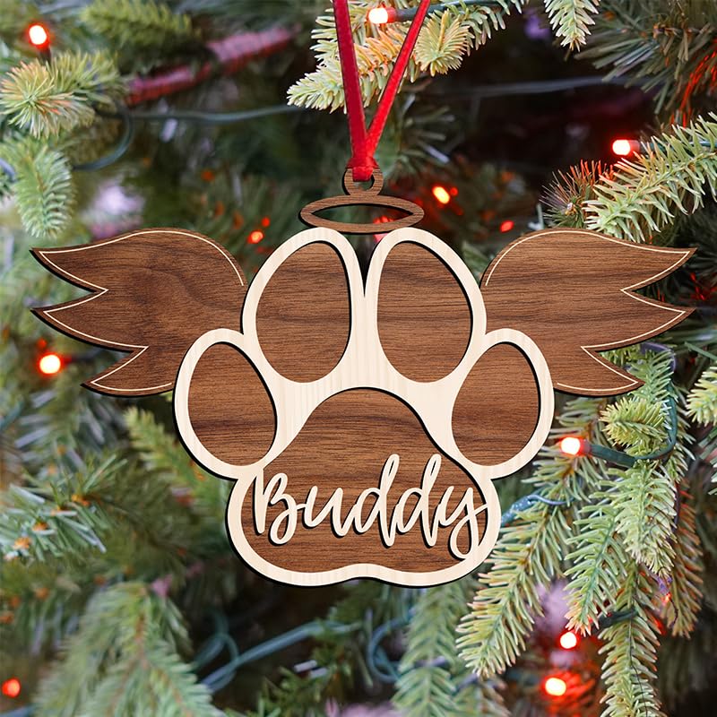 Pet Memorial Ornament, Pet paw Ornament, Paw with Wings Christmas Ornament, Shiplap Paw Ornament, Pet Angel Paw Ornament, Dog Memorial Ornament, Pet Loss Gifts, Cat Dog Loss Sympathy Gift pet/9