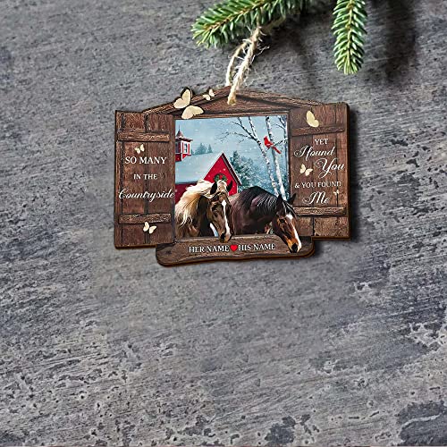 All Over Printed Horse Ornament, Christmas 2022 Tree Decoration, 3.5" Wood 2 Sided, Gift for Her, Horse Lover (10)