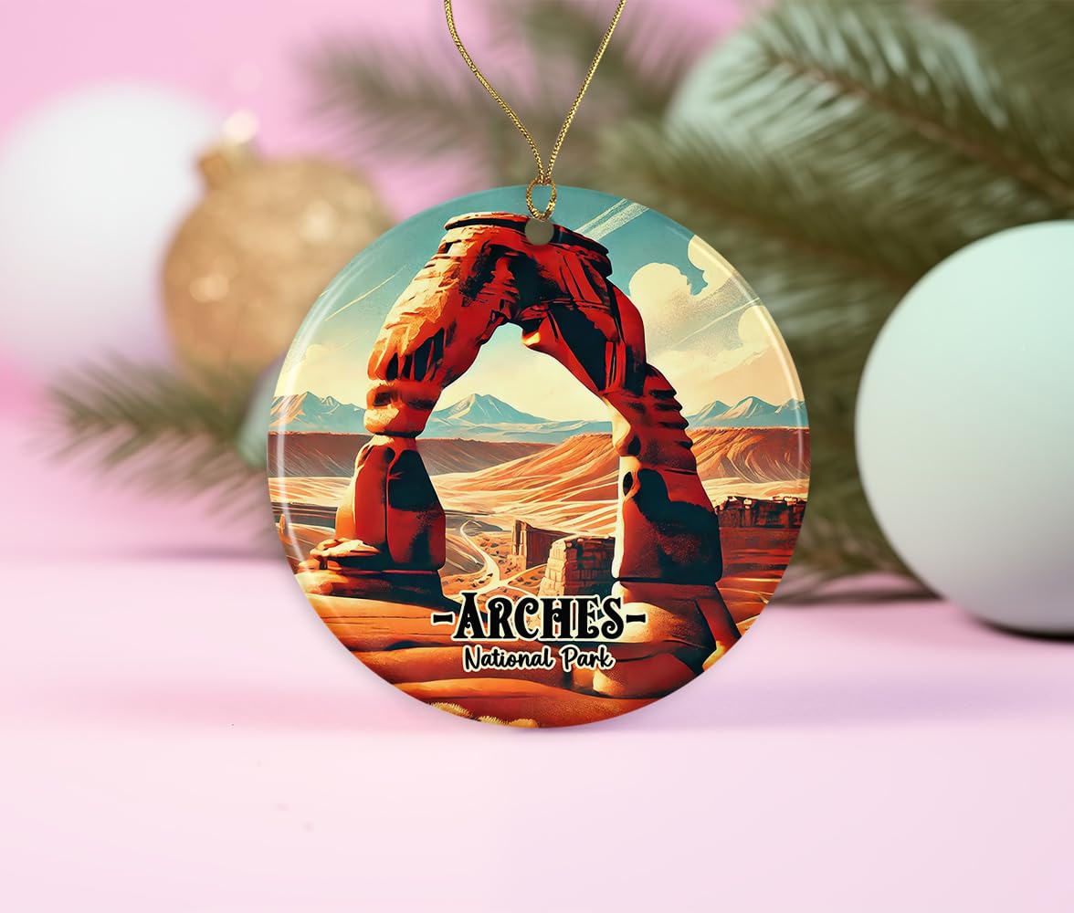 Arches Keepsake - National Park Ornament - Perfect Utah Ceramic Ornament - Arches Travel Ornament - Holiday Memorable Ornament Printed on Both Sides