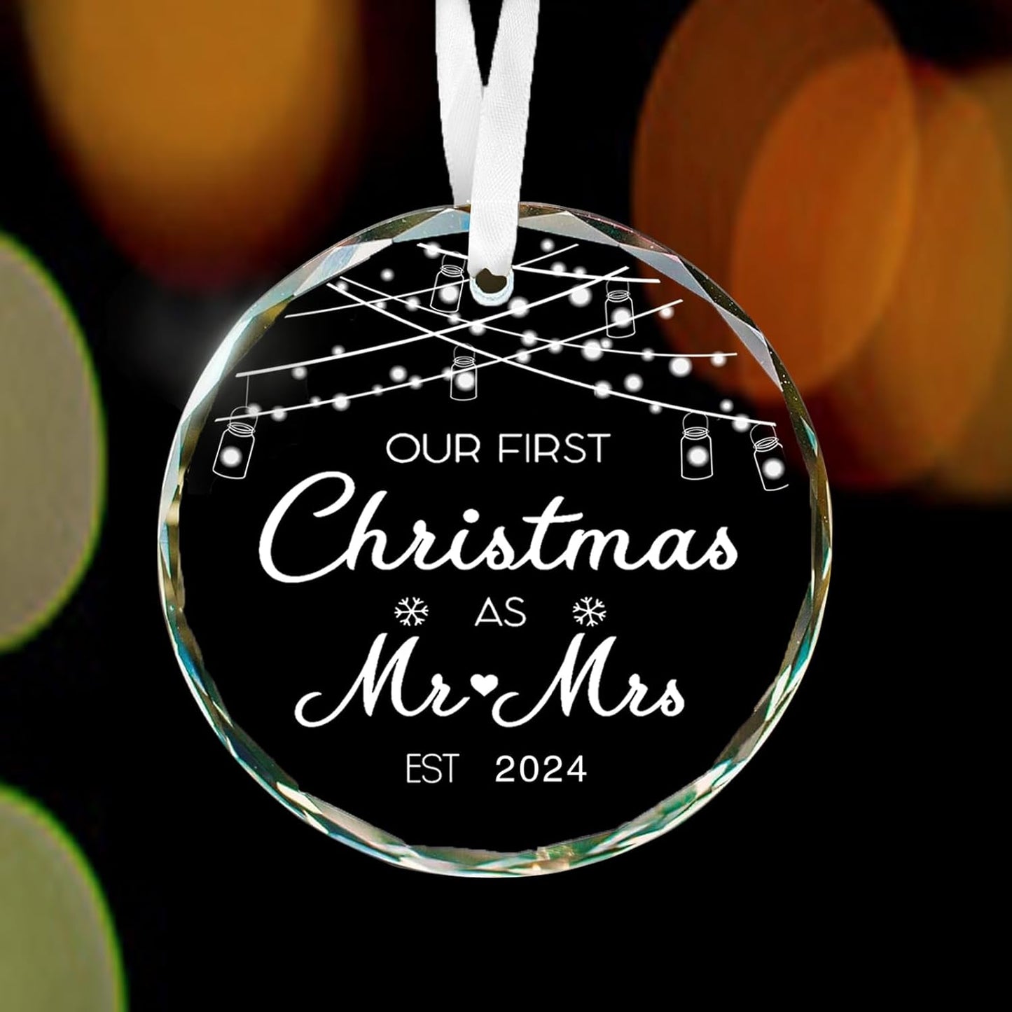 Wedding Gift First Christmas Married Ornament 2024 Mr and Mrs Gift for Newlyweds Couple 2024 Personalized Bridal Shower Gifts Our First Christmas 2024