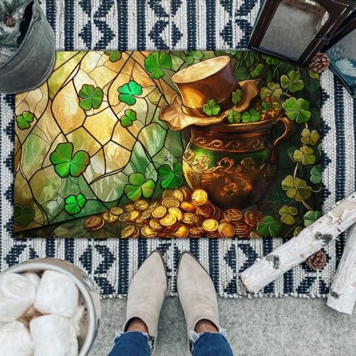 All Over Printed, Irish Doormat, Shamrock Doormat, 2D Doormat, Welcome Doormat, Patricks Day Doormat, 24x16 inches, 30x18 inches Doormat, St Patrick's Day Decorations (EPHG-54276002)
