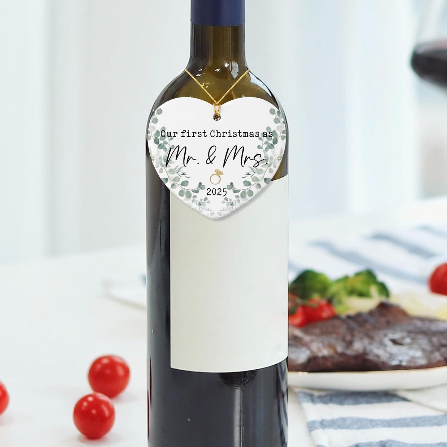 First Christmas Married Ornament 2025 Mr and Mrs Gifts Just Married Ornaments Wedding Registry Ideas Gifts for Newly Couples Christmas Ceramic Heart Ornament