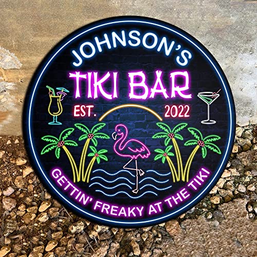 All Over Printed No Real Led Neon Tiki Bar Signs, Gettin' Freaky At The Tiki Signs,8x8",12x12",18x18" Tiki Bar Signs, Tiki Louge, Tiki Huts, Tiki Bar, Welcome Sign, Door Signs, Bar Signs, Tiki Signs (CSWS-ENNG-37324001)
