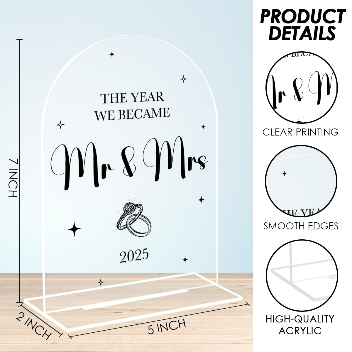 Wedding Sign, The Year We Became Mr and Mrs Signs, Wedding Engagement Bridal Shower Decor for Reception Ceremony Party, Weddings Love Acrylic Sign