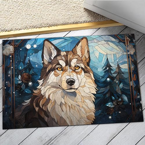 All Over Printed, Husky Doormat, Husky Christmas Doormat, 24x16 inches, 30x18 inches Doormat, Gift for Husky Lover, Home Decorations (RBRGUS-EPHG-53157003)