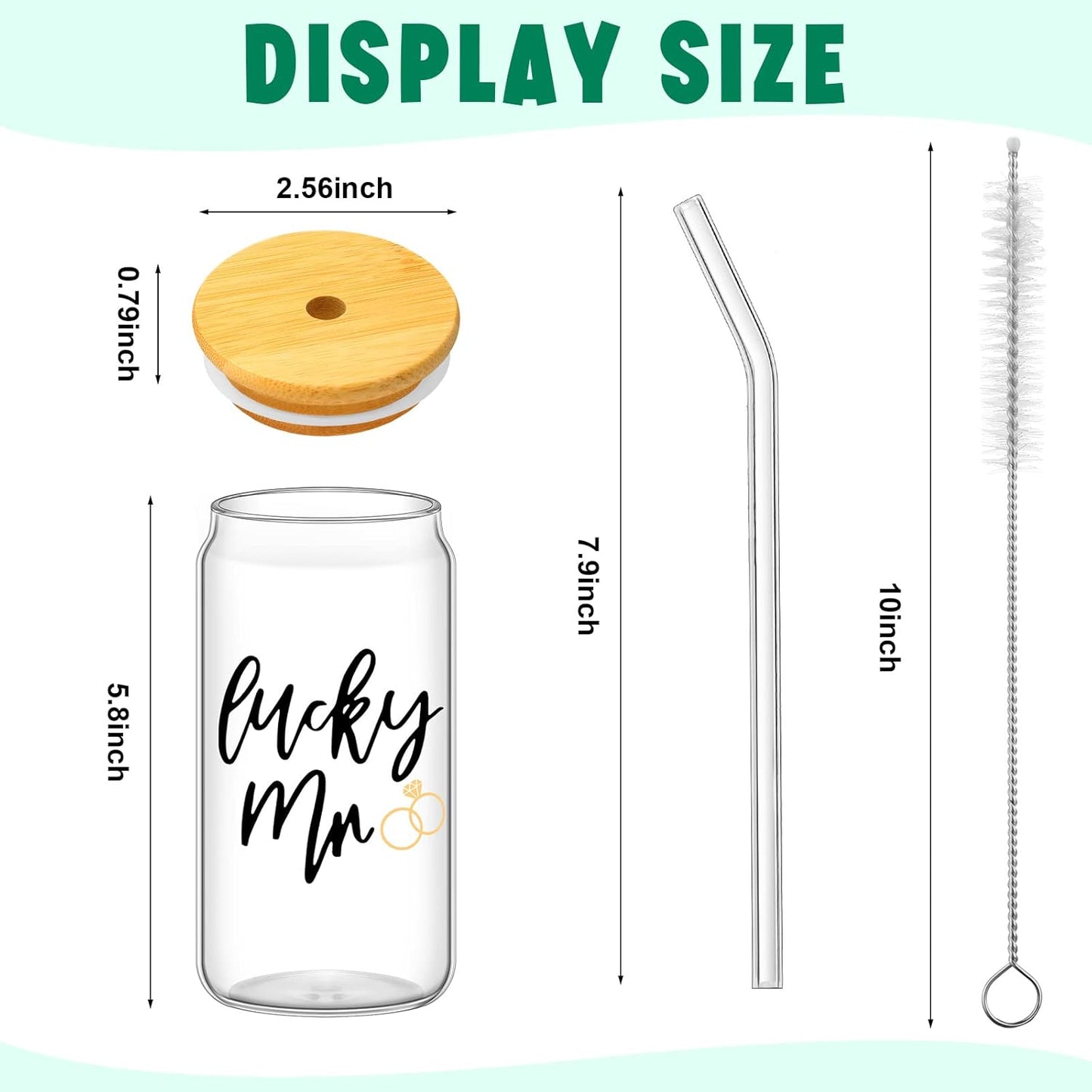 Sieral 2 Sets Future Mrs Lucky Mr Iced Coffee Cups Wedding Bridal Shower Gift 16 oz Wedding Glasses for Bride and Groom Can Shaped Mr and Mrs Mugs Drinking Jars Married Couple's Cup Tumbler