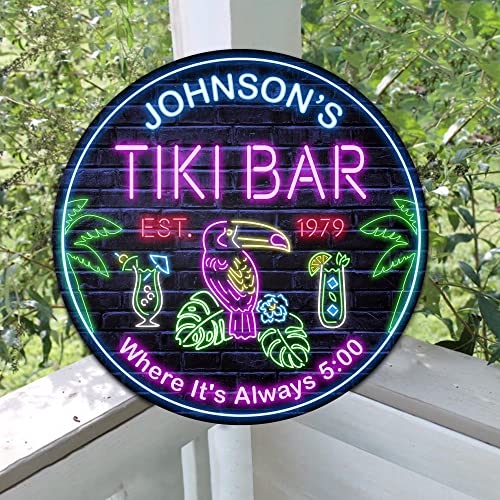 All Over Printed No Real Led Neon Tiki Bar Signs, Gettin' Freaky At The Tiki Signs, 8x8",12x12",18x18" Tiki Bar Signs, Tiki Louge, Tiki Huts, Tiki Bar, Welcome Sign, Door Signs, Bar Signs, Tiki Signs (CSWS-ENNG-37984001)