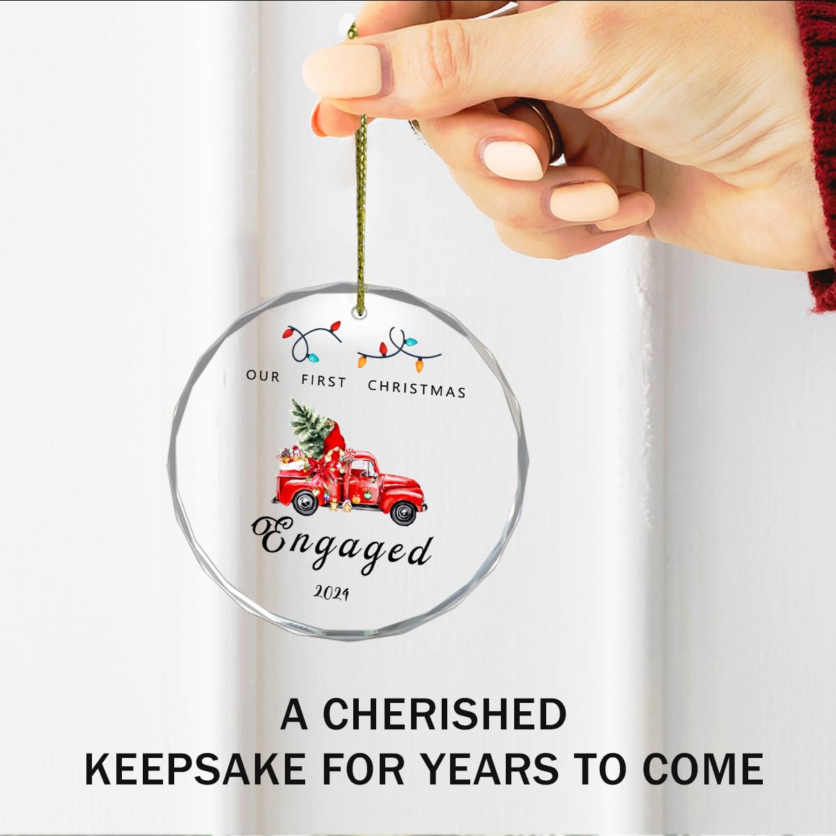 Our First Christmas Engaged 2024 Ornament,1st Christmas Married Ornament,First Christmas Married Ornament 2024,Just Married Christmas Ornament as Mr and Mrs Round Crystal Ornament