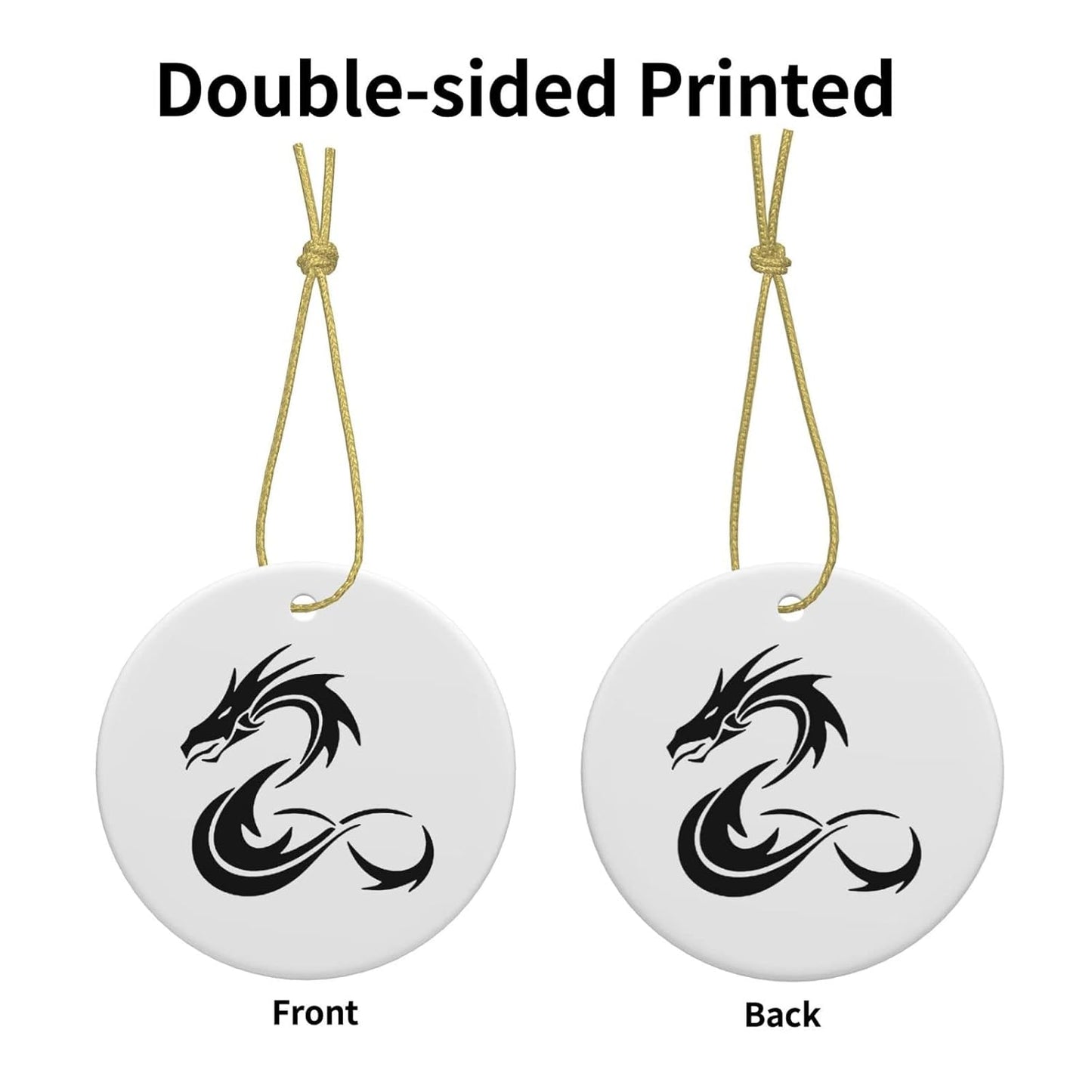 Black Dragon Christmas Ornament Round Ceramic Ornament Pendant Christmas Tree Ornament Hanging Ornament Souvenir Decoration Gift