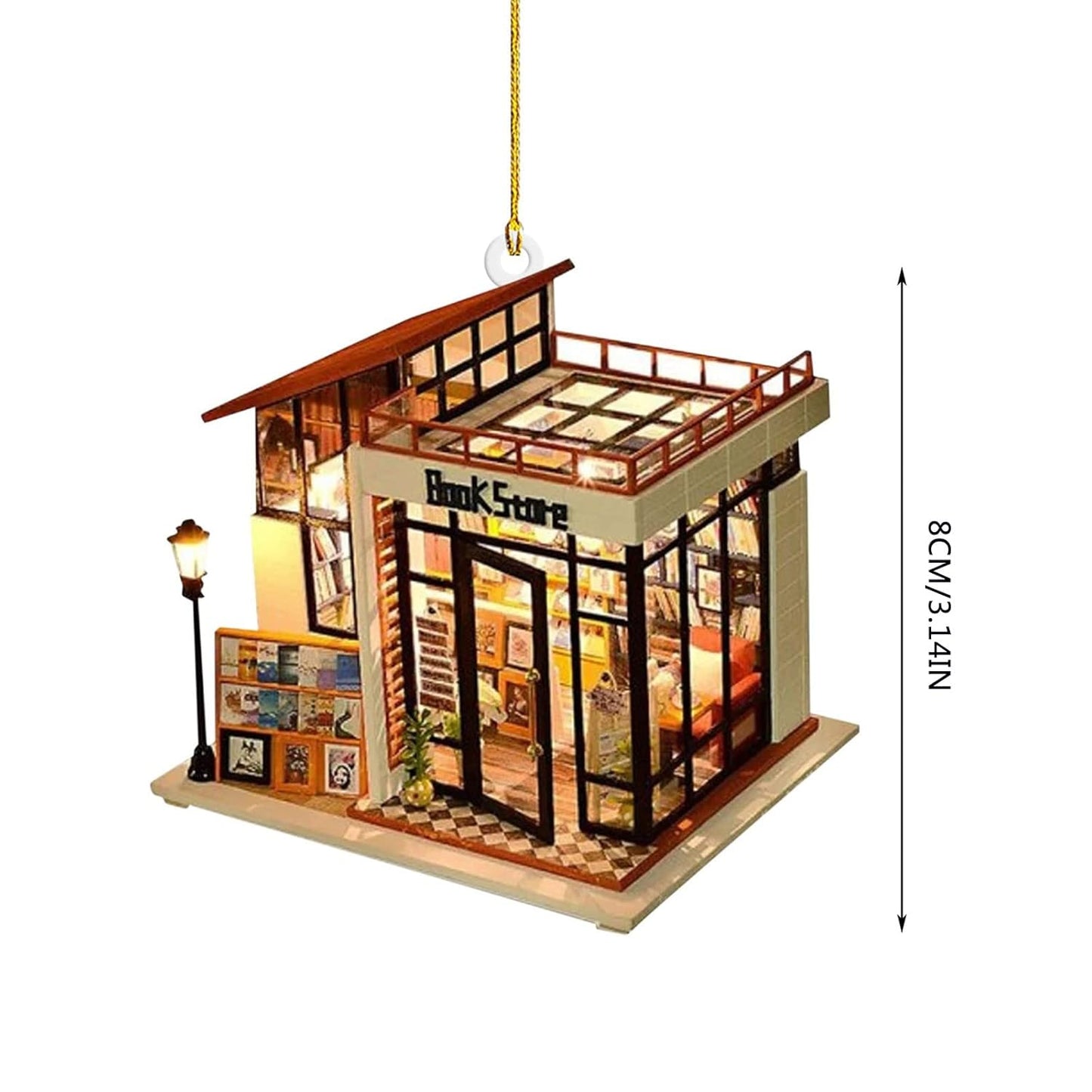 Christmas Bookstore Ornament Christmas Book Tree Ornament 2D Flat Acrylic Bookstore Books Stacked Christmas Tree Ornament for Book Lovers Books Stacked Hanging Ornament Book Lovers Club Ornament (M)