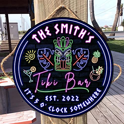 All Over Printed No Real Led Neon Tiki Bar Signs, Gettin' Freaky At The Tiki Signs, 12",18" Tiki Bar Signs, Tiki Louge, Tiki Huts, Tiki Bar, Welcome Sign, Door Signs, Bar Signs, Tiki Signs (CSWS-ENNG-35177001)