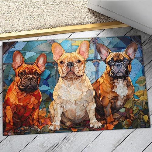 All Over Printed, French Bulldog Doormat, Doormat with French Bulldog Pattern, 24x16 inches, 30x18 inches Doormat, Home Decor Outdoor, Gift for French Bulldog Lover (RBRGUS-EPHG-53029008)