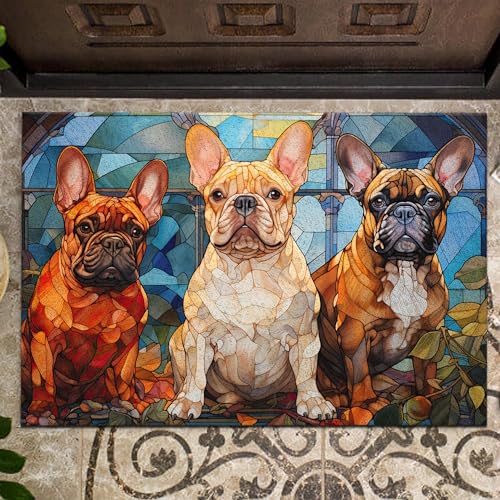 All Over Printed, French Bulldog Doormat, Doormat with French Bulldog Pattern, 24x16 inches, 30x18 inches Doormat, Home Decor Outdoor, Gift for French Bulldog Lover (RBRGUS-EPHG-53029008)