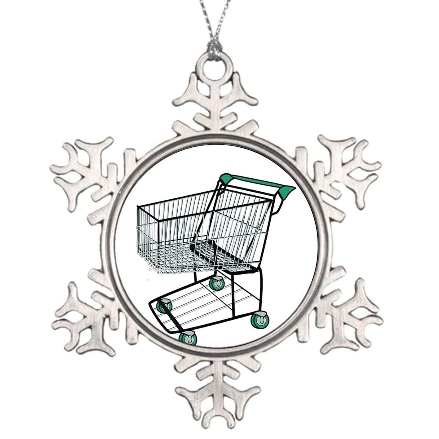 Shopping Cart Ornament-Christmas Ornament Metal Snowflake Christmas Ornament Holiday Keepsate