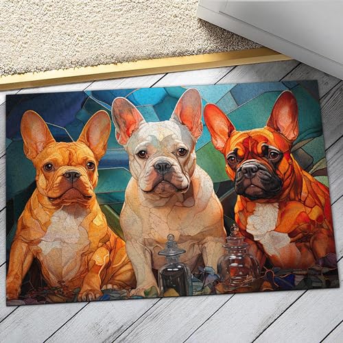 All Over Printed, French Bulldog Doormat, Doormat with French Bulldog Pattern, 24x16 inches, 30x18 inches Doormat, Home Decor Outdoor, Gift for French Bulldog Lover (RBRGUS-EPHG-53029009)