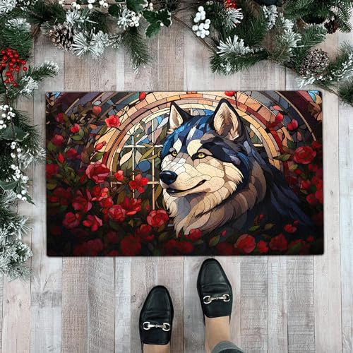 All Over Printed, Husky Doormat, Husky Christmas Doormat, 24x16 inches, 30x18 inches Doormat, Gift for Husky Lover, Home Decorations (RBRGUS-EPHG-53157006)