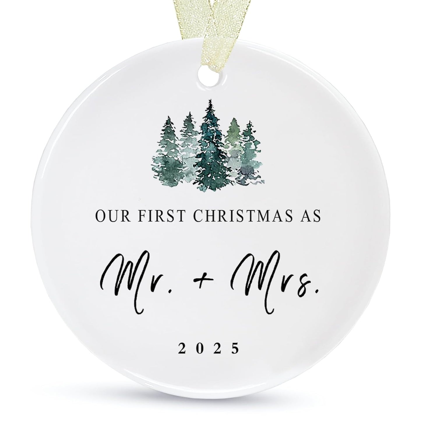 2024 Our First Christmas Married Ornament, Personalized 1st Christmas Married Ceramic Ornament (1st Christmas Married)