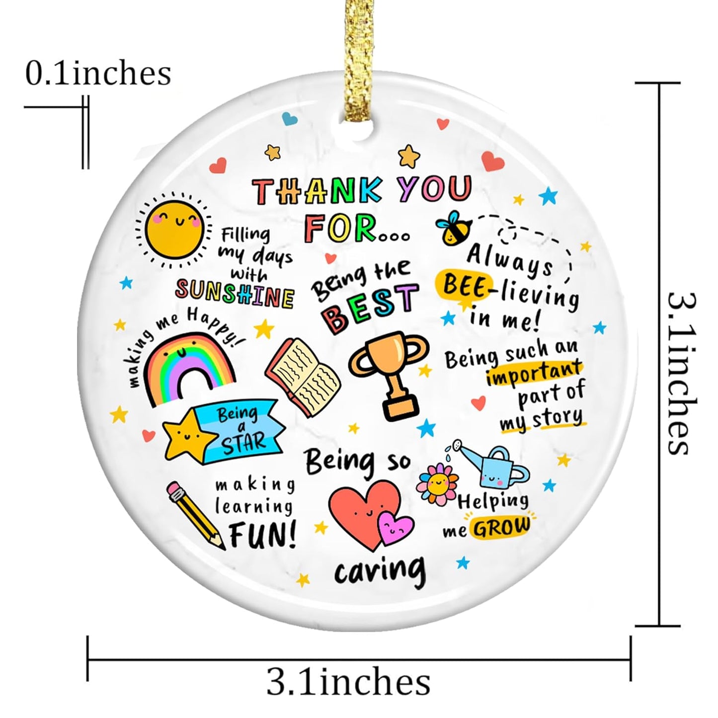 Thank You Christmas Ornament - Thank You Gift for Women - Christmas, Appreciation Gift for Teacher, Coworker, Friend, Boss - Ceramic Xmas Decoration Idea