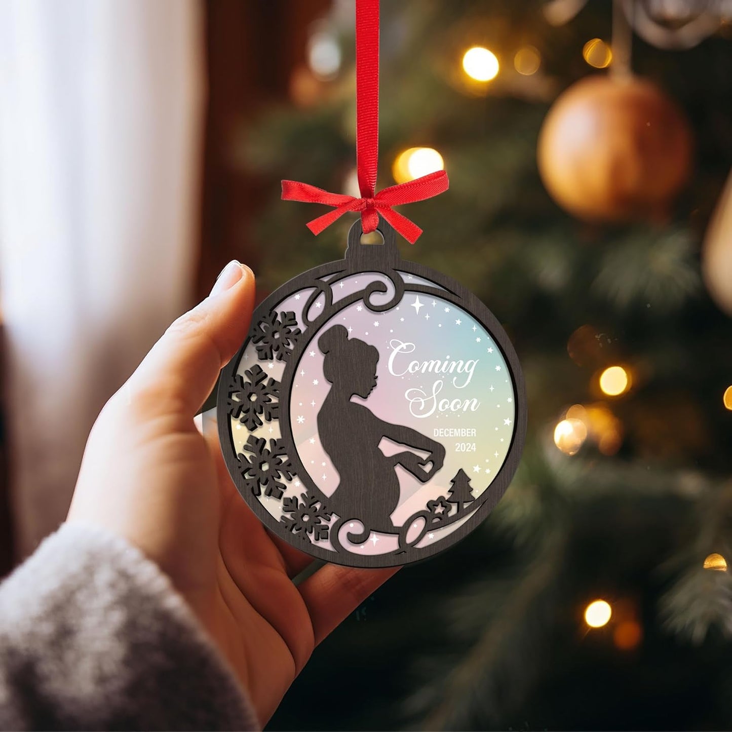 Coming Soon Ornament, Pregnancy Ornament, Christmas Pregnancy Announcement, Baby Ornament